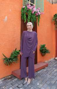 Conjunto de Dos Piezas para Mujer, Estilo Modesto |   Conjunto de Top de Manga Larga y Pantalones |   Moda Elegante y Modesta - Product Image 3