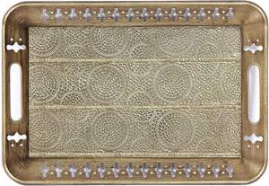Elegante bandeja de servicio de oro perforado de METAL, perfecto té, café, aperitivos y postres, mejora la decoración de su hogar y casa de campo rústica - Product Image 3