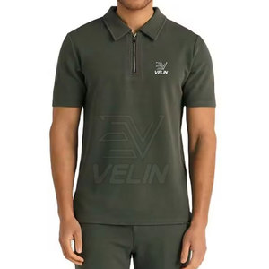 Camiseta Polo con Cierre para Hombre, Informal, de Manga Corta, de Algodón, Camiseta Polo con Cierre de Moda para Hombre, Ajustada, de Verano - Product Image 1