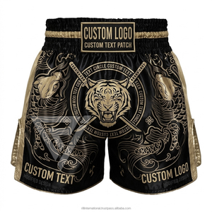 Shorts d'entraînement thaïlandais OEM pour arts martiaux, taille mi-haute, tissés, 220G, 100% polyester, légers et durables, vêtements de sport - Product Image 1