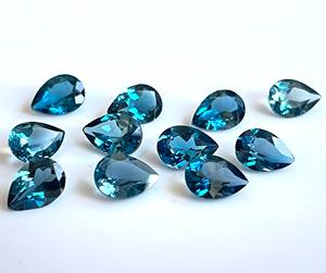 NATURAL London Blue Topaz Pear CUT 6x8mm faceted-Loose ลอนดอนบลูโทแพซ - Product Image 3
