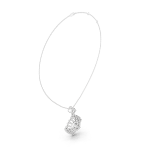 Ensemble de pendentif en diamant de laboratoire taille brillant élégant, plaqué or blanc 14 carats, finition rhodiée, accessoire de bijouterie de luxe haut de gamme - Product Image 2