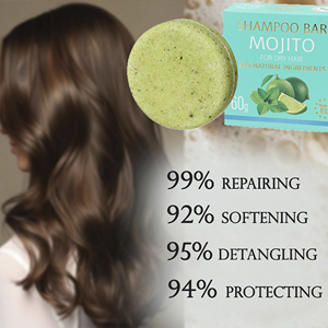Barra de Champú Mojito de 60g, 98% Ingredientes Naturales Veganos, Mezcla Nutritiva de Menta y Vitamina E, Anticaspa para Cabello Mixto - Product Image 2