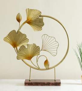 Sculpture en forme de feuille au design unique Ornement Statue Figurine Décor de bureau Finition dorée Accessoires de table brillants Prix bas - Product Image 6