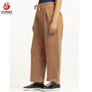 Pantalon à cordon de serrage pour femmes grande taille 100% coton confortable coupe slim pour l'automne avec logo personnalisé |   OEM disponible - Product Image 3