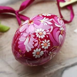 VIET FARGIMEX Hand-Painted Kashmiri Floral Egg Ornaments Eco-Friendly Wooden Easter <b>Keepsake</b> <b>Box</b> - Product Image 3