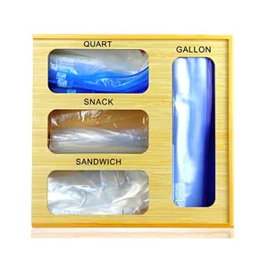 Tas Ziplock Organizer untuk Laci, tas makanan plastik penyimpanan tas Sandwich untuk dapur, bambu Baggi