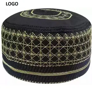 Sombreros elegantes negros Topi, venta al por mayor, gorras de oración musulmanas, sombreros con estampado árabe islámico, gorras de mezquita Namaz personalizadas a la moda, sombreros - Product Image 1