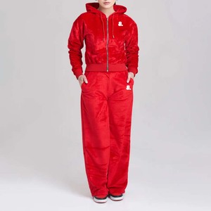 Hot Printed Color sólido 100% algodón transpirable Zip Sweatsuit Set mujeres Stand Front Heavyweight Winter Sporty Hoodie Jogger - Product Image 1