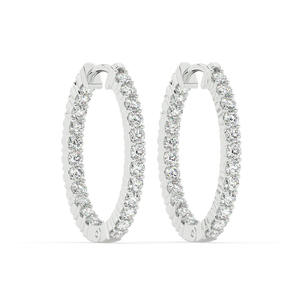 Boucles d'oreilles créoles de luxe en argent 925 avec perles d'eau douce et zircons taille brillant, sertissage griffe, plaqué rhodium, unisexe, pour mariage et usage quotidien - Product Image 4