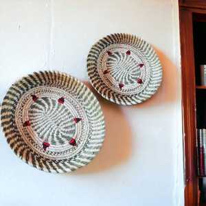 Precio al por mayor Eco-Friendly Natural Sabai Grass Round Wall Basket placas de pared Home Wall Decor - Product Image 2