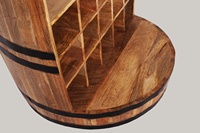 Meuble bar en bois de manguier recyclé de haute qualité, durable, moderne et élégant, avec des accessoires en métal fer forgé, finition noire antique.