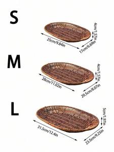 Plateau de service en bois de rotin naturel vietnamien de qualité supérieure, fabriqué à la main, écologique et sophistiqué pour les fruits et légumes du dîner - Product Image 3