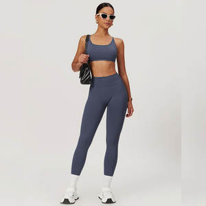 Conjunto de Yoga de 2 Piezas de Spandex/Poliéster Transpirable y Ecológico con Estampado Personalizado para Mujer, con Logotipo Frontal y Diseño sin Costuras - Product Image 1