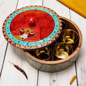 <b>Wooden</b> Masala <b>Box</b> Good quality with steel bowl Handmade Premium Quality Spices <b>Storage</b> <b>Box</b> <b>wooden</b> - Product Image 5