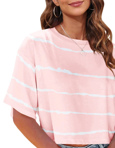 Top vente haut court T-shirt court à séchage rapide décontracté col rond conception Logo populaire Slim Fit confortable T-Shirt à la mode - Product Image 2