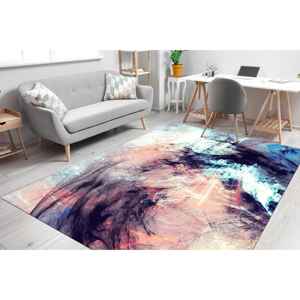 Tapis imprimé abstrait, noir, contemporain, moderne, cadeau pour elle, tapis gobelin - Product Image 1