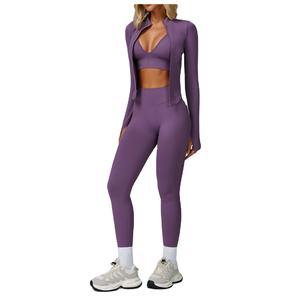 Traje de yoga sin costuras de talla grande para mujer, cuello redondo, cintura adelgazante, secado rápido, ropa de entrenamiento de longitud completa para deportes al aire libre - Product Image 1