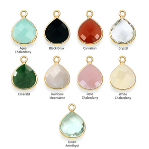 Vente en gros pendentif améthyste verte plaqué or 12mm à facettes larme lunette breloque pour la fabrication de bijoux pierre de naissance de février - Product Image 2