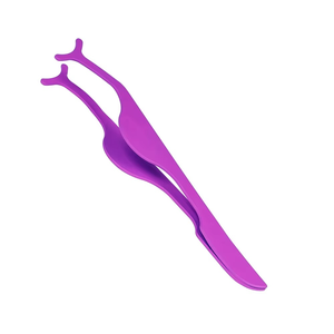 High Demand Reusable Eco-Friendly High Grade <b>Eyelash</b> Applicator Tweezers Curved Handle Stainless Steel Beauty Tools - Product Image 4