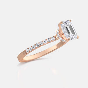 แหวนเพชรที่ปลูกในห้องปฏิบัติการ1กะรัตมรกตซ่อนอยู่สำหรับงานหมั้นงานแต่งงานหรืองานเลี้ยง - Product Image 2