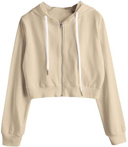 Sudadera con capucha de algodón para mujer personalizada, Jersey informal de gran tamaño, Top corto con decoración de logotipo, diseño de cuello con capucha - Product Image 1