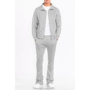 High Quality Sweat suit Jogging Zipper Track Suit Set <b>Tech</b> Fleece Custom Logo Zip Hoodie Flared Stack Tracksuit With Side Piping - Product Image 5