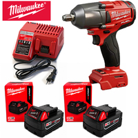 Ensemble de clé à chocs sans fil Milwaukee M18 FUEL 18V avec batterie 5.0Ah et chargeur pour réparation automobile et travaux de construction, embout carré de 1/2 pouce