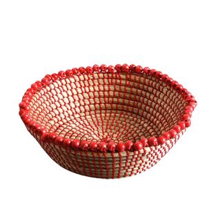 Bol en jonc de mer tressé renforcé avec du fil plastique, bol de rangement décoratif, artisanat vietnamien en gros - Product Image 1