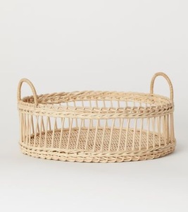 Best Quality Handcrafted Rattan <b>Basket</b> <b>Tray</b> For Kitchen Fruit Storage And Organizing Essentials With 2 Handles - Product Image 1