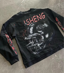 Camiseta de Manga Larga de Doble Capa con Serigrafía Personalizada de Alta Calidad para Hombre, Corte Regular, Estilo Casual Urbano, Fabricante OEM - Product Image 6