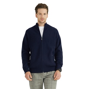 Cárdigan personalizado de lana merina 12GG 100% para hombre, cárdigan con cremallera, suéter, Chaqueta de punto para hombre, fabricante de prendas de punto de China - Product Image 1