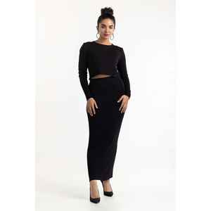 Suéter Corto Básico de Punto para Mujer, Estilo Vintage Negro con Botones y Rayas, Bordado Parcial 224-216-305, Top Casual para Otoño - Product Image 2