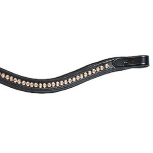 Productos de Carreras de Caballos ecuestres hechos a mano Banda de cejas de caballo de cuero negro o marrón con cristales dorados decorativos mega Bling - Product Image 3