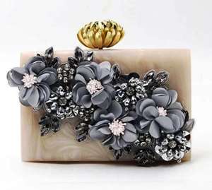 กระเป๋าคลัทช์เรซิ่นทำมือรักษ์โลก งานศิลปะประณีต ดีไซน์ทันสมัย หรูหรา กันน้ำ ประดับเพชรและดอกไม้  สีสันปรับแต่งได้ - Product Image 2