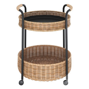 Carro para servir té y café para el hogar, acabado antiguo, carro de ratán de 2 niveles, comida, té, café o suministros para el desayuno, carrito de Bambú - Product Image 5