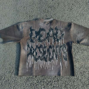 Kivotech venta al por mayor de alta calidad Vintage hombres Boxy Camiseta de algodón de gran tamaño lavado ácido cuello simulado con gráfico impreso Dtg personalizado - Product Image 6