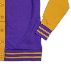 B2B col en V logos personnalisés sur violet et or tricoté cardigan chandails tricots hauts vêtements pour femmes - Product Image 6