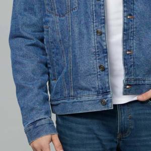Veste en jean slim pour homme, style streetwear, col montant, imperméable, écologique, grandes tailles, veste d'hiver - Product Image 2