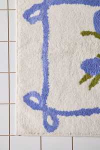 Tapis de bain rectangulaire en coton, motif bouquet de tulipes, en peluche touffetée, fabriqué à la machine, avec support en TPR, design moderne et luxueux, caractéristiques écologiques - Product Image 4