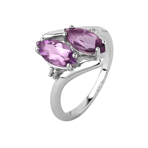 แหวนเงินแท้ 925 สำหรับผู้หญิงจาก Shah Gems ประดับด้วยพลอยอเมทิสต์ธรรมชาติ ไวท์โทแพซ และโอปอลทรงมาร์คีส์เคลือบแพลตตินั่ม เหมาะสำหรับสวมใส่ทุกวัน - Product Image 6