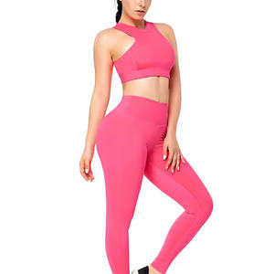 Ensemble de yoga personnalisé pour femmes, vêtements de course sans couture à séchage rapide avec pantalon imprimé, vêtements de sport à bas prix - Product Image 5