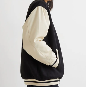 Logo personnalisé de haute qualité Polaire Dames Letterman Crop Top Varsity Vestes Bouton de gros Femmes Varsity Baseball Vestes - Product Image 3