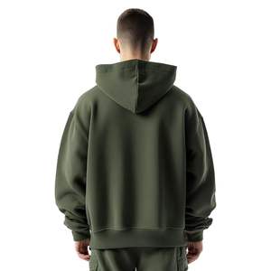 Green Loose Hoodie <b>for</b> <b>Men</b> Oversized Baggy Style <b>Thermal</b> Fleece Pullover Drop Shoulder Custom Logo <b>for</b> Winter OEM Service - Product Image 6