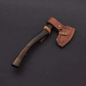 ทอมฮอว์กเหล็กดามัสกัสเกรดอุตสาหกรรมคุณภาพสูง ด้ามเหล็กดามัสกัส ใบมีด 3-4 ใบ ความยาวรวม 18 นิ้ว ใช้งานได้หลากหลาย 1 - Product Image 3