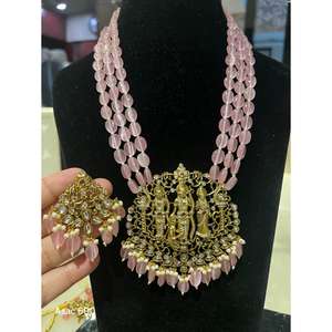 สร้อยคอประดับจี้รูปหัวใจหลายเส้น ทำด้วยมือ ชุบโรเดียมเลียนแบบทองแดง สำหรับงานปาร์ตี้  วัดรามปาริวาร์ - Product Image 1