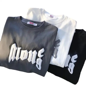 Wholesale Manufacturer 220 Gsm Heavy Weight Cotton Printing Homme Tee Tshir Custom Graphic Oversized Puff Printed T Shirt Men - Product Image 1