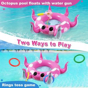 Bouée gonflable créative en forme de pieuvre pour enfants avec pistolet à eau, jouet de natation pour tout-petits de 3 à 12 ans, idéale pour les fêtes estivales en piscine et les activités de plein air - Product Image 2
