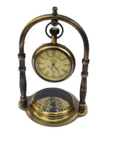 Reloj de escritorio antiguo de latón marítimo decorativo de estilo Vintage con brújula decoración del hogar reloj náutico para Decoración