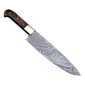 Vente en gros personnalisé de haute qualité OEM ODM service fait à la main en acier Damas couteau de chef professionnel manche en bois et étui en cuir - Product Image 1
